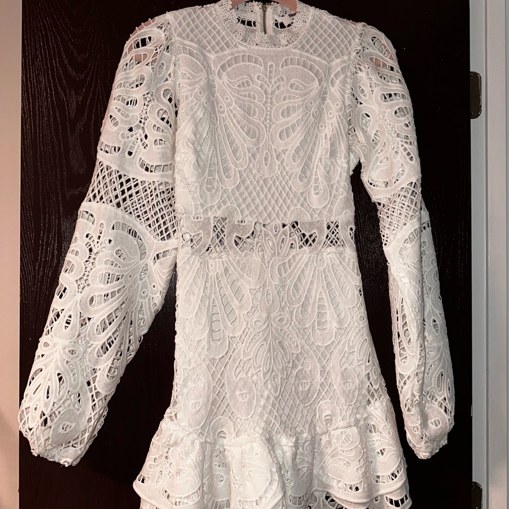 Showpo White Lace Long Sleeve Dress